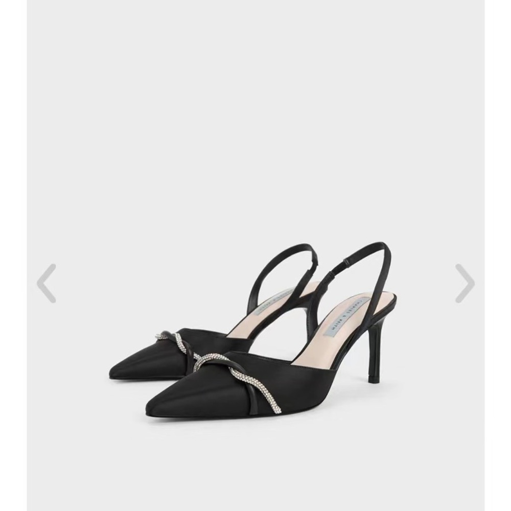 Black Satin Kitten Heel